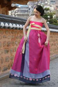 sonjjang korean clothes babydoll hanbok embroidery black chiffon dress 