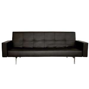   Interiors Black Vinyl Convertible Sofa Bed (Black) LK02 PU01 BLACK