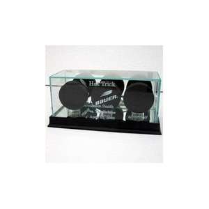   Hockey Puck Display Case with Cherry Wood Molding