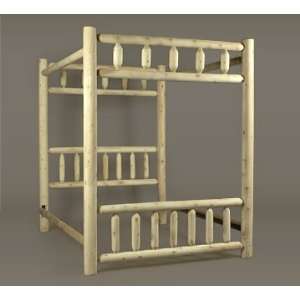   Cedar Log Style Wooden Twin Canopy Bed Frame Furniture & Decor