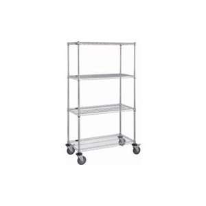 Chrome Wire Shelving Cart with Wire Shelves  Industrial 