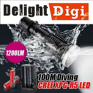 100m Underwater Diving CREE XPG R5 LED 1200LM Led Flashlight + 18650 