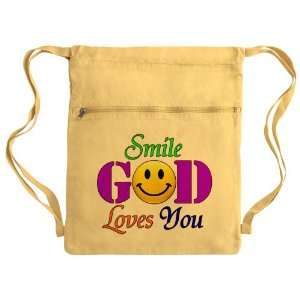    Messenger Bag Sack Pack Yellow Smile God Loves You 