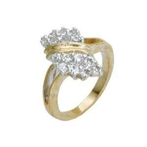 Womens Cluster Clear Swarovski Crystal Two Tone Ring 
