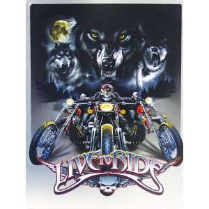  Tin Sign   Wolves Live to Ride