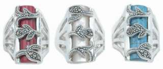 Stunning Marcasite Inlay Ring Sterling Silver with your choice of 