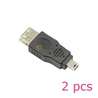 2pcs USB A Female to Mini USB B 5 Pin Male Adapter Plug  