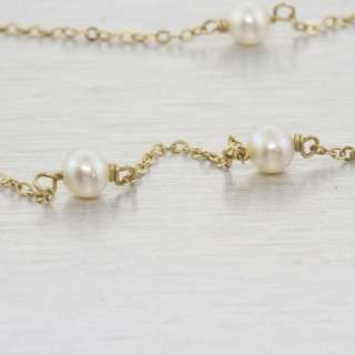 14k Yellow Gold Tin Cup Fresh Water Pearl Necklace  
