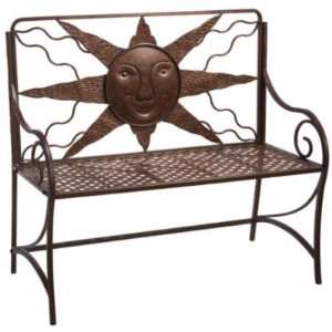  Happy Sunny Day Unique Outdoor Bench wSun Face Iron Rust 
