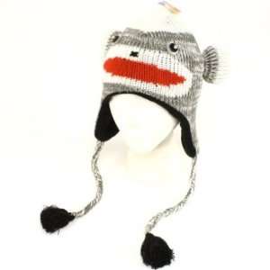    Sock Monkey Winter Fleece Knit Animal Ski Hat 