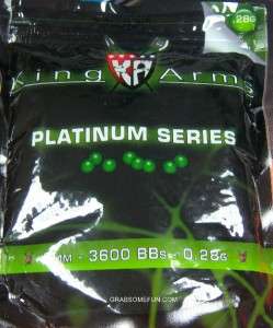 28G King Arms Platinum Airsoft BBs 3600ct Bag  