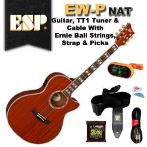  ESP EW P Acoustic Electric Guitar, Tuner, Cable, Strings 
