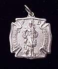 Large Sterling Silver St.Michael Medal Police Pendant 1 1/8 Rhodium 