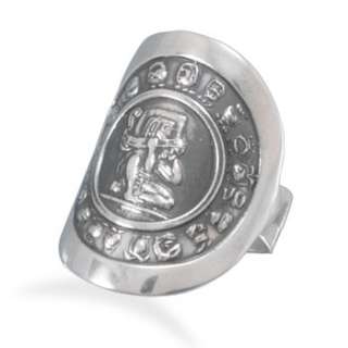 Mysterious Oxidized Mayan Calendar Ring 925 Sterling Silver Free USA 