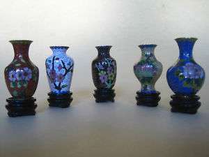 Cloisonne Vases 2 Set Of Five(5)  