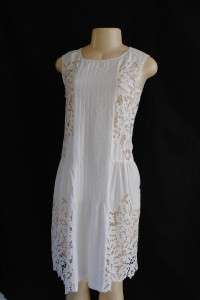  MAXAZRIA Runway White Lace Cutout Silky Voile Dress XS XXS 2XS  