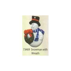   unpainted plastercraft nonfired use acrylic paint #1 snowman w/ wreath