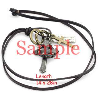 Key Lock Leather Mens Cool Surfer Necklace Choker LP38  
