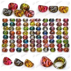 FREE MIXED COLORFUL ANIMAL SKIN TOP GRADE RESIN/LUCITE KID RINGS 