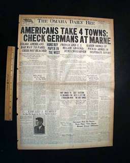 2nd BATTLE OF THE MARNE World War I 1918 Old Newspaper  