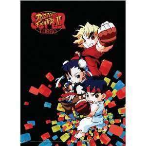 Super Puzzle Street Fighter III Turbo   Ken Ryu Chun Li Anime Poster 