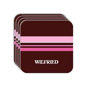 Personal Name Gift   WILFRIED Set of 4 Mini Mousepad Coasters (pink 