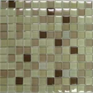  Mosaicmaxusa   Glass Mosaic Tile, 1x1 Light Brown Mix (8mm 