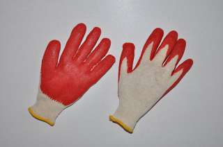 100) Premium Cotton Red Latex Coated Palm Work Gloves  