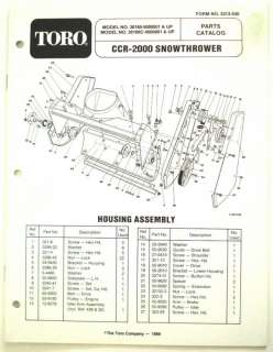Toro CCR 2000 Snowthrower Parts Manual Form No.3313 530  