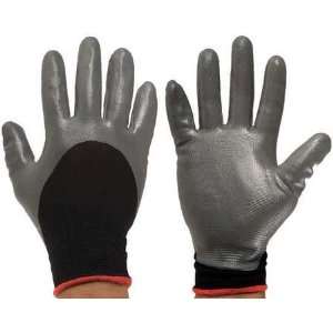 Nitrile and Bi Polymer Palm Coated Gloves Glove,Palm Coated,Blk/Gray,N