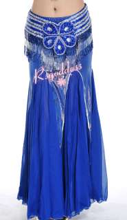 Royal blue belly dance costume 3 pics bra&belt&skirt  