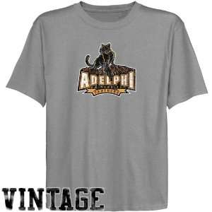 Adelphi University Panthers Youth Ash Distressed Logo Vintage T shirt