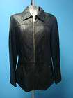 Wonderful Tailored Black Leather Women Coat Jacket SZ M
