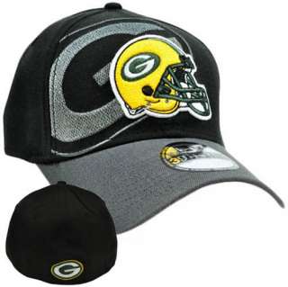 New Era 39Thirty 3930 Classic Black Flex Fit Cap Hat NFL Green Bay 