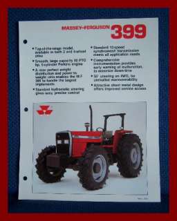 Massey Ferguson 399 Tractor Specifications Brochure  