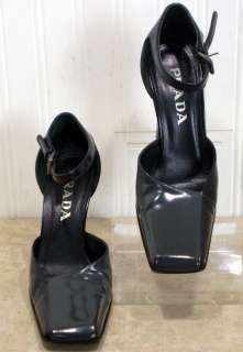 Prada Ladies Shoes 36.5 US 6 Black and Gray 4 Heels Nice Condition 