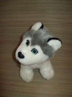 Stuffed Animal House WOLF Husky Blue Eyes Plush gray 7  