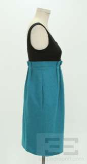  Furstenberg Black Knit & Turquoise Wool Sleeveless Empire Dress Size 6