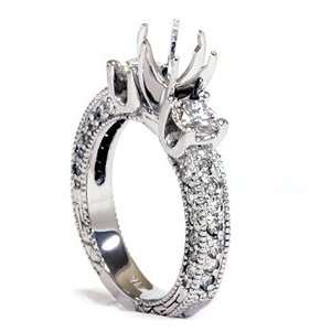   Diamond Engagement Ring Semi Mount Antique Engraved Heirloom Jewelry