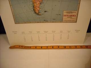 Vintage Map Color Reprint of South America School Map  