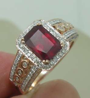 solid 14k rose gold natural blood ruby & diamond ring  