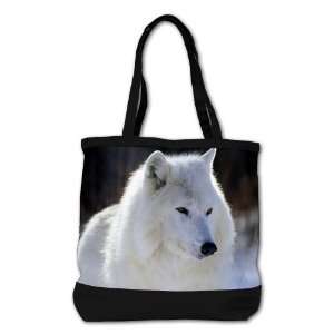   Shoulder Bag Purse (2 Sided) Black Arctic White Wolf 