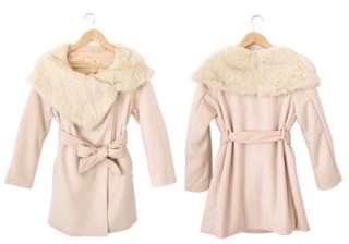 Quality Wool Sash Faux Fur Lined Japan Pink Jacket M2286  