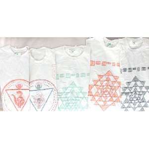 Lot of White T Shirts with Embroidered Hindu Symbols (Including the 