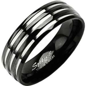  Size 12 Spikes Titanium White Stripes Ring Jewelry