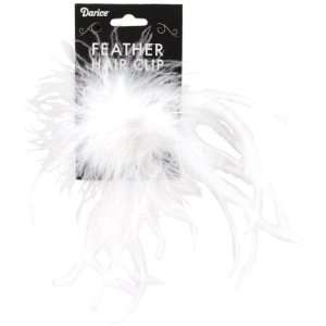 Ostrich Feather Hair Clip, White 