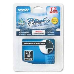  P Touch TZ Tape Cartridge   3/8w, White on Black(sold in 