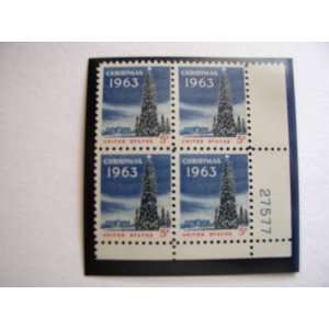   National Christmas Tree and White House, S#1240, PB of 4 5 Cent Stamps