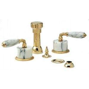   Hole Bidet Set W/Vertical Spray White Marble Lever Handles Home