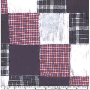  45 Wide Cotton Patchwork Navy/White/Red Fabric By The 